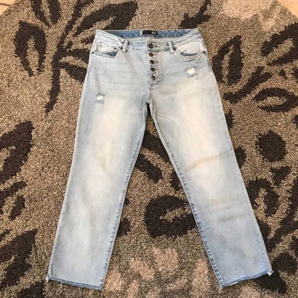 Kut From The Kloth Reese High-Rise Ankle Straight Raw Hem Size 8